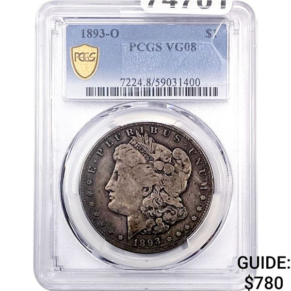 1893-O Morgan Silver Dollar PCGS VG08