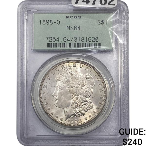 1898-O Morgan Silver Dollar PCGS MS64