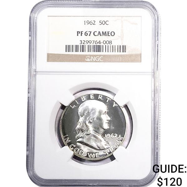1962 Franklin Half Dollar NGC PF67 Cameo