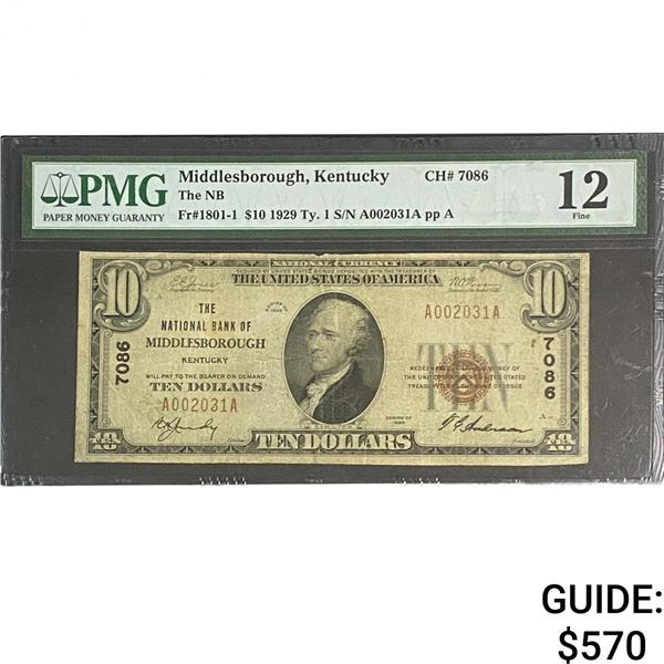 1929 $10 Middlesborough, Kentucky PMG F 12
