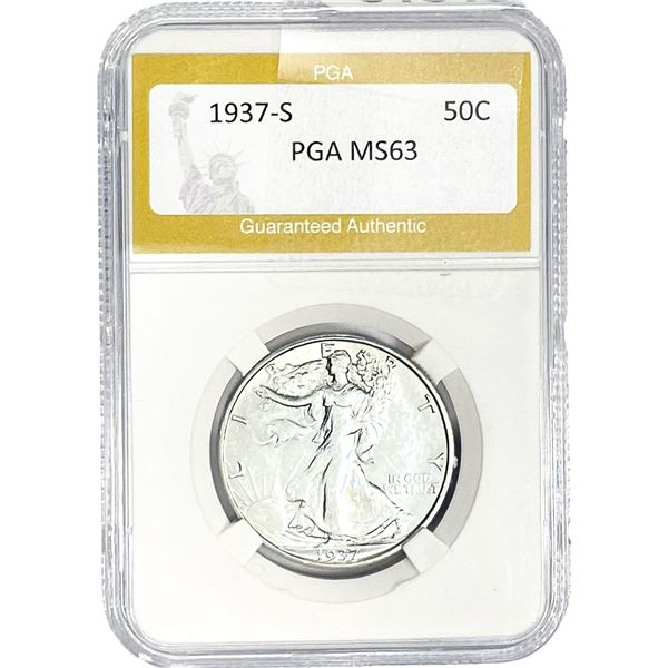1937-S Walking Liberty Half Dollar PGA MS63