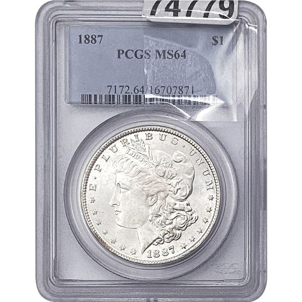 1887 Morgan Silver Dollar PCGS MS64