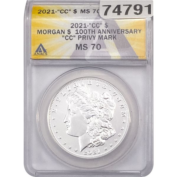 2021-CC Morgan Silver Dollar ANACS MS70 Privy Mark