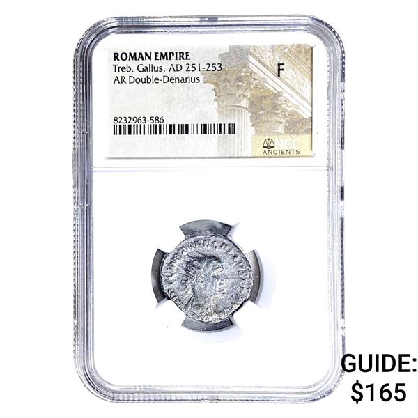 Roman Treb. Gallus, AD 251-253 AR Dbl-Denarius NGC F
