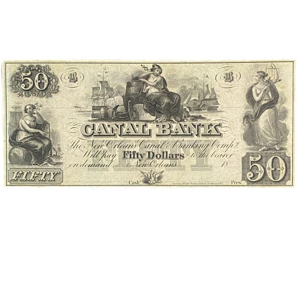 1800s $50 Canal & Banking Co. - New Orleans