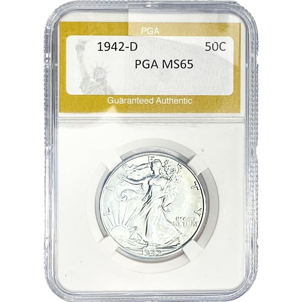 1942-D Walking Liberty Half Dollar PGA MS65