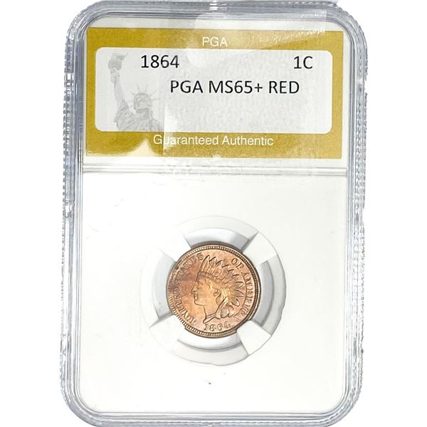 1864 Indian Head Cent PGA MS65+ RED