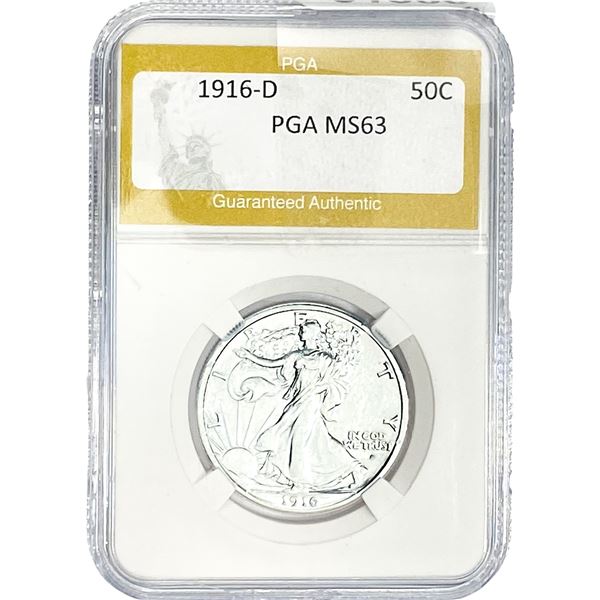 1916-D Walking Liberty Half Dollar PGA MS63