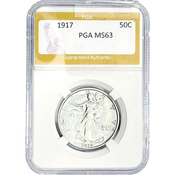 1917 Walking Liberty Half Dollar PGA MS63