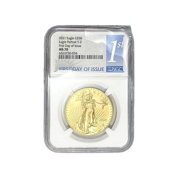 2021 1oz $50 Gold Eagle  NGC MS70
