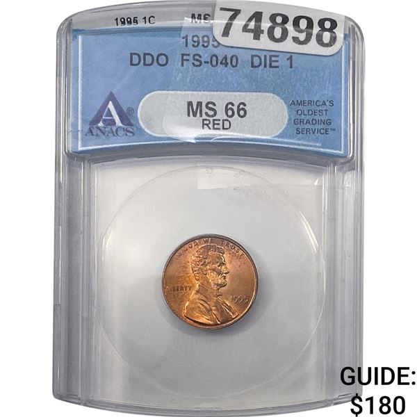 1995 Lincoln Memorial Cent ANACS MS66 Red