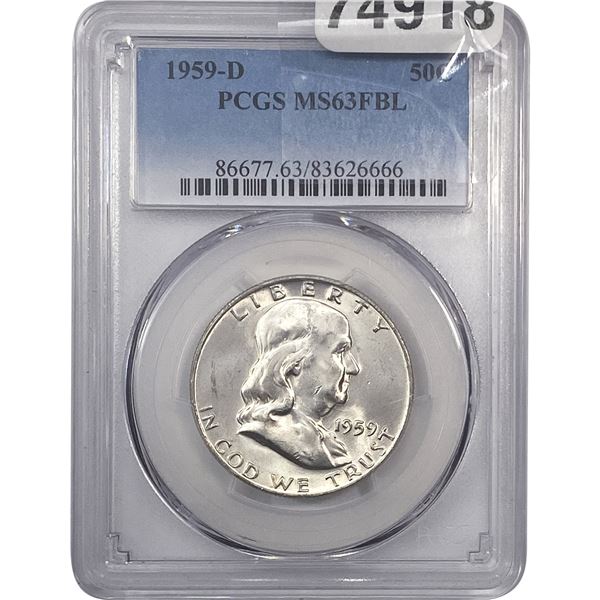 1959-D Franklin Half Dollar PCGS MS63 FBL