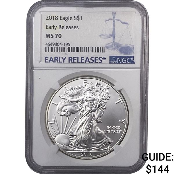2018 Walking Liberty Dollar NGC MS70 Early Release