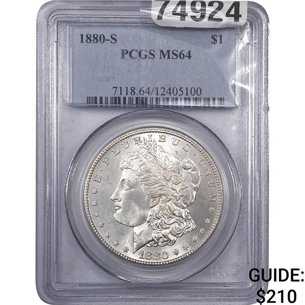 1880-S Morgan Silver Dollar PCGS MS64