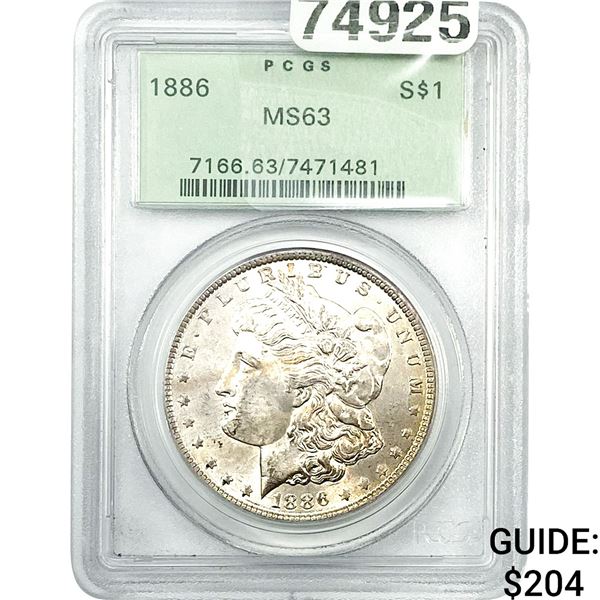 1886 Morgan Silver Dollar PCGS MS63