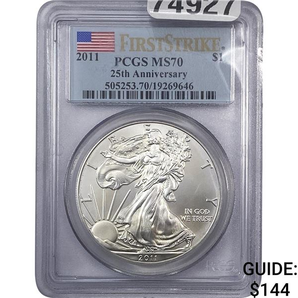 2011 Walking Liberty Dollar PCGS MS70 25th Anniv.