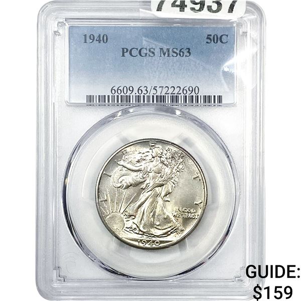 1940 Walking Liberty Half Dollar PCGS MS63