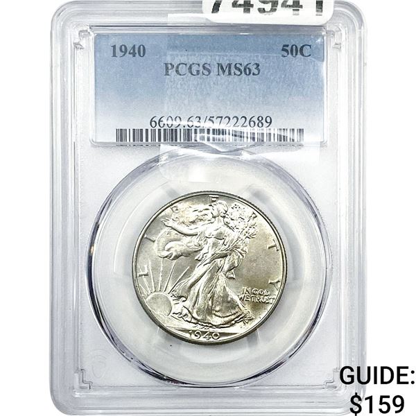 1940 Walking Liberty Half Dollar PCGS MS63