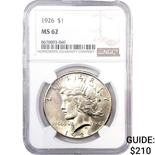 1926 Morgan Silver Dollar NGC MS62