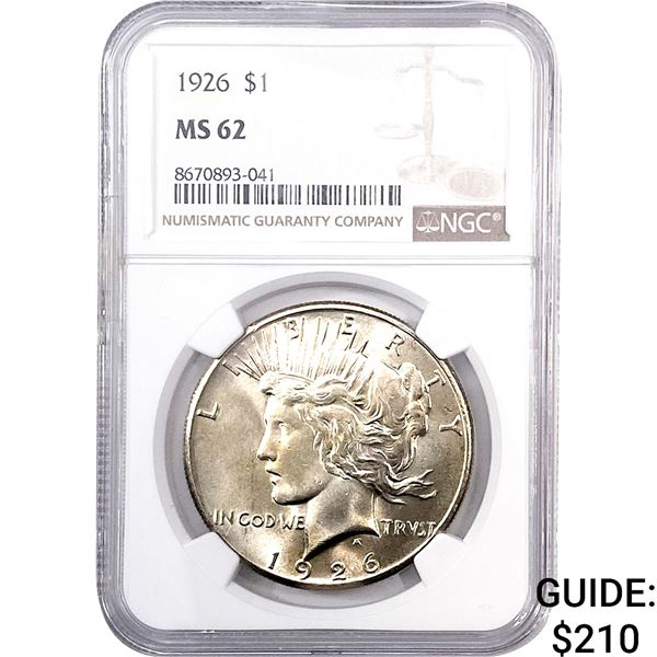1926 Morgan Silver Dollar NGC MS62