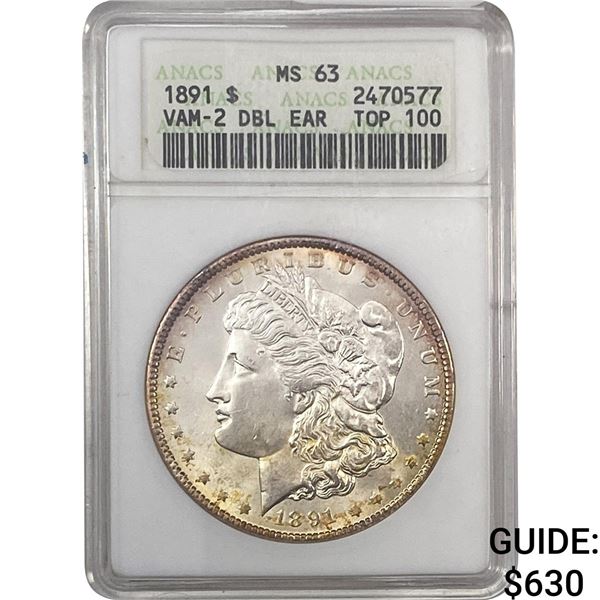 1891 Morgan Silver Dollar ANACS MS63