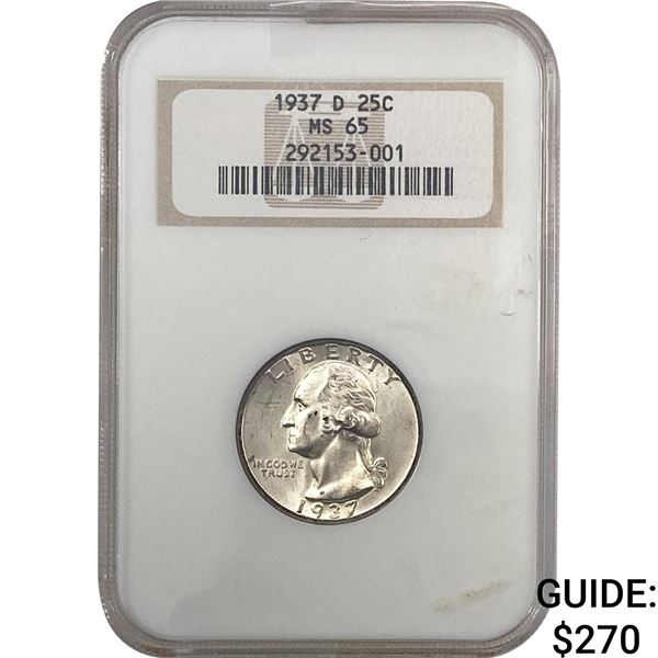 1937-D Washington Silver Quarter NGC MS65