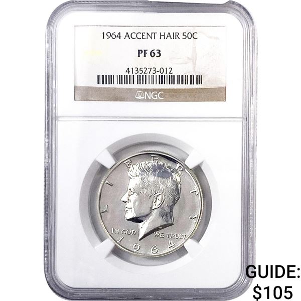 1964 Kennedy Half Dollar NGC PF63 Accent Hair