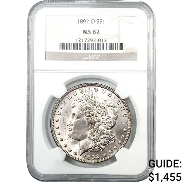 1892-O Morgan Silver Dollar NGC MS62
