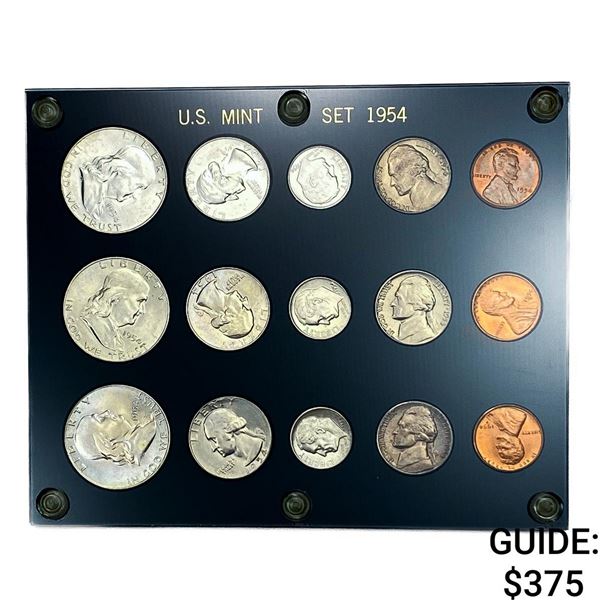 [15 Coins] 1954 Liberty U.S. Mint Set -P,D,S