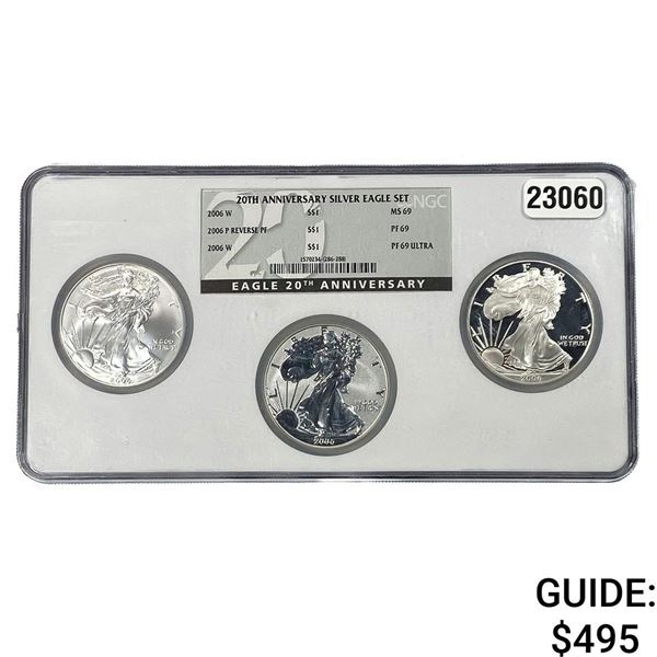 [3 Coins] 2006-W,P Silver Eagle NGC