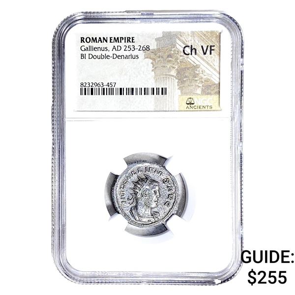 Roman Gallienus,AD 253-268 BI Dbl-Denarius NGC Ch VF
