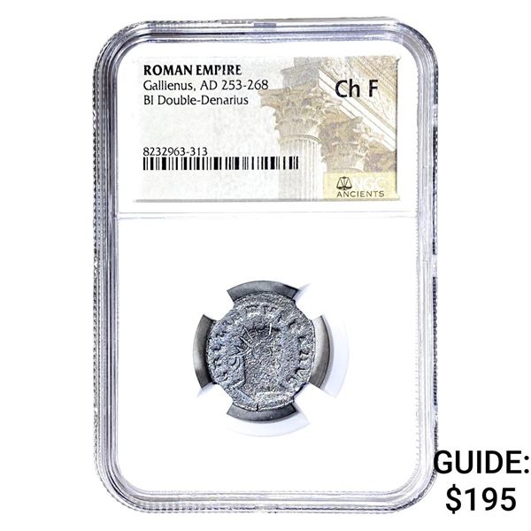 Roman Gallienus,AD 253-268 BI Dbl-Denarius NGC Ch F