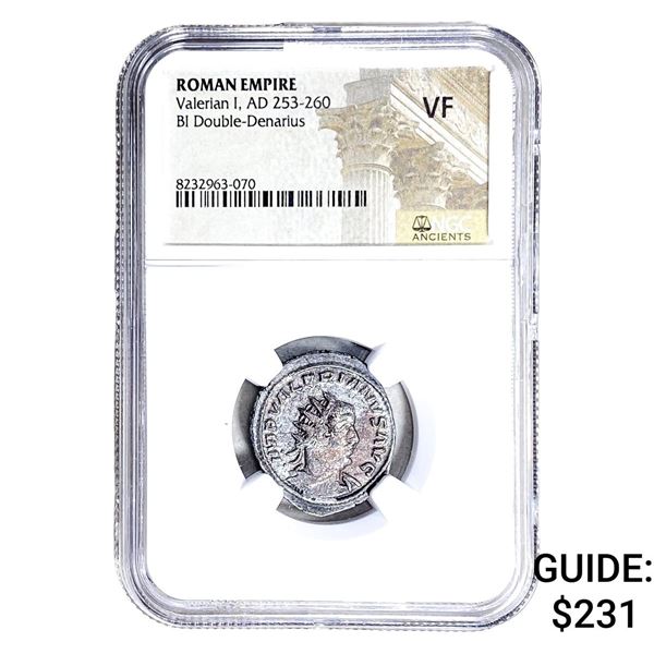 Roman Valerian I, AD 253-260 BI Dbl-Denarius NGC VF