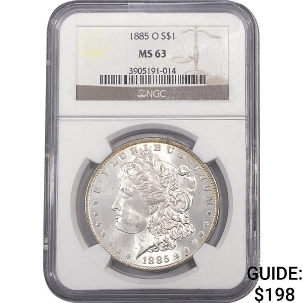 1885-O Morgan Silver Dollar NGC MS63