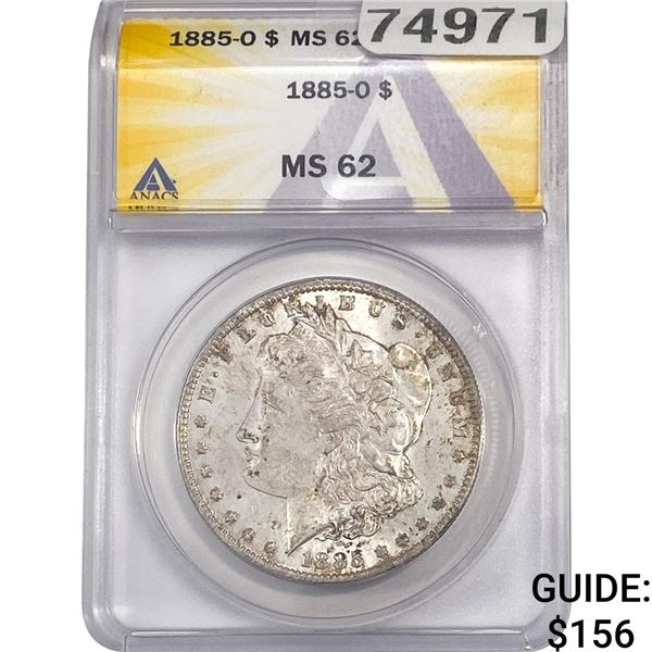1885-O Morgan Silver Dollar ANACS MS62