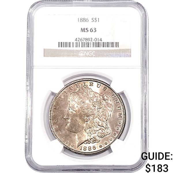 1886 Morgan Silver Dollar NGC MS63
