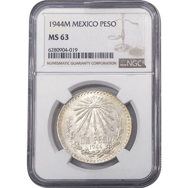 1944 Mexican Peso Estados Unidos NGC MS63