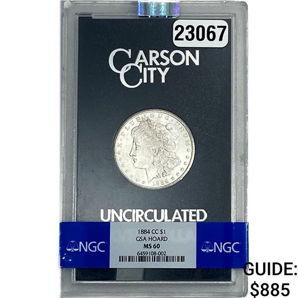 1884-CC Morgan Silver Dollar NGC MS60 GSA
