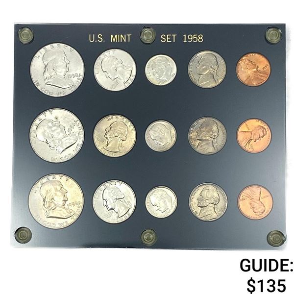[15 Coins] 1958 Liberty U.S. Mint Set-P