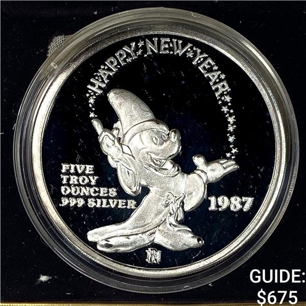 1987 Mickey's Magic First Edi. 5 Troy Ounce Silver