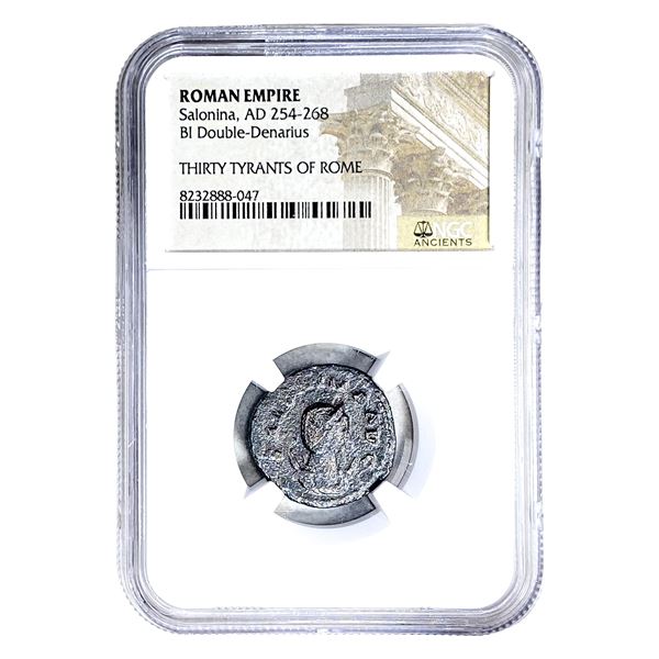 Roman Salonina, AD 254-268 BI Dbl-Denarius NGC