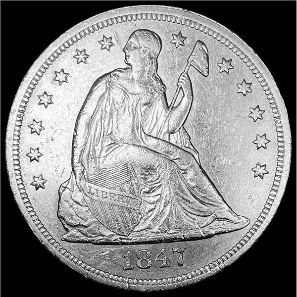 1847 Silver Seated Liberty Dollar CLOSELY UNCIRCULATED