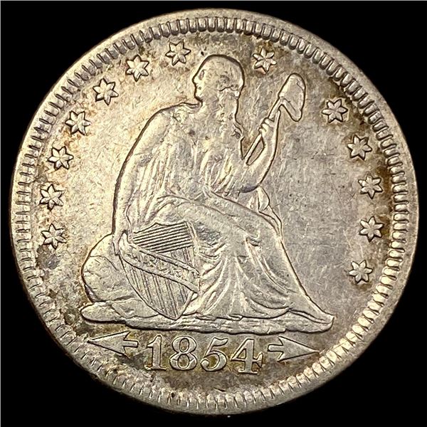 1854 Arrows Seated Liberty Silver Quarter NEARLY UNCIRCULATED