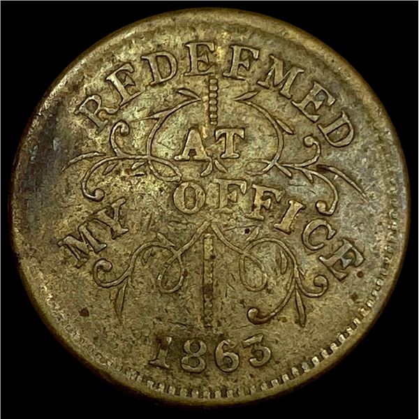 1863 Civil War Token Oliver Boutwell Troy NY LIGHTLY CIRCULATED