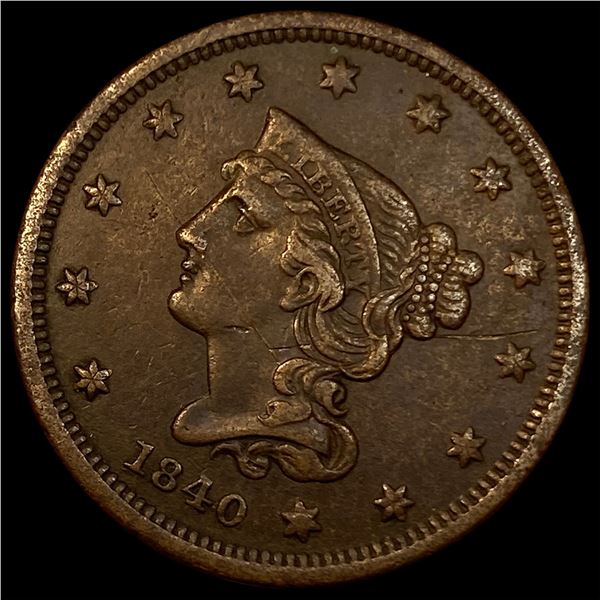 1840 Braided Hair Large Cent NEARLY UNCIRCULATED
