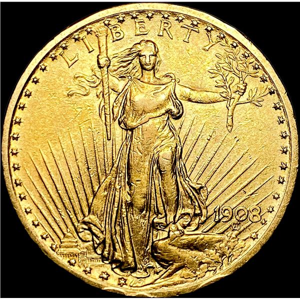 1908 No Motto $20 Saint-Gaudens Gold Double Eagle UNCIRCULATED