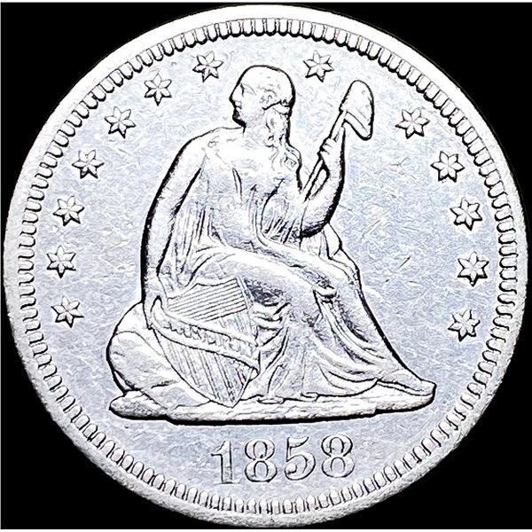 1858 Seated Liberty Quarter NEARLY UNCIRCULATED