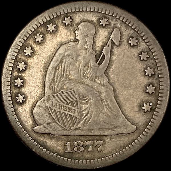 1877-CC Silver Seated Liberty Quarter LIGHTLY CIRCULATED