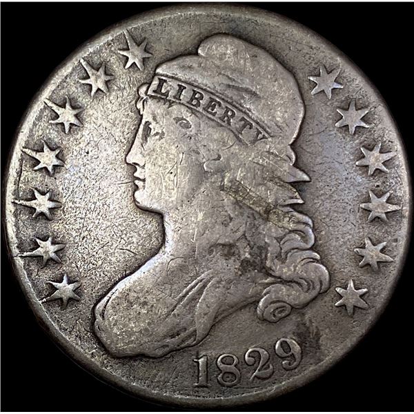 1829 Capped Bust Silver Half Dollar LIGHTLY CIRCULATED