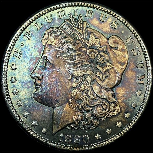 1880 Toned Morgan Silver Dollar SUPERB GEM BU